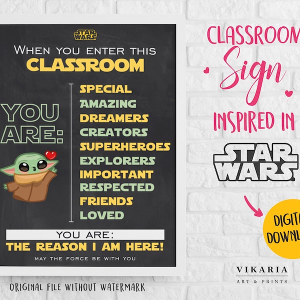 Printable Classroom Poster inspired in Star, Teacher When You Enter This Classroom Poster, School Signs, You Are Amazing, Classroom Quotes