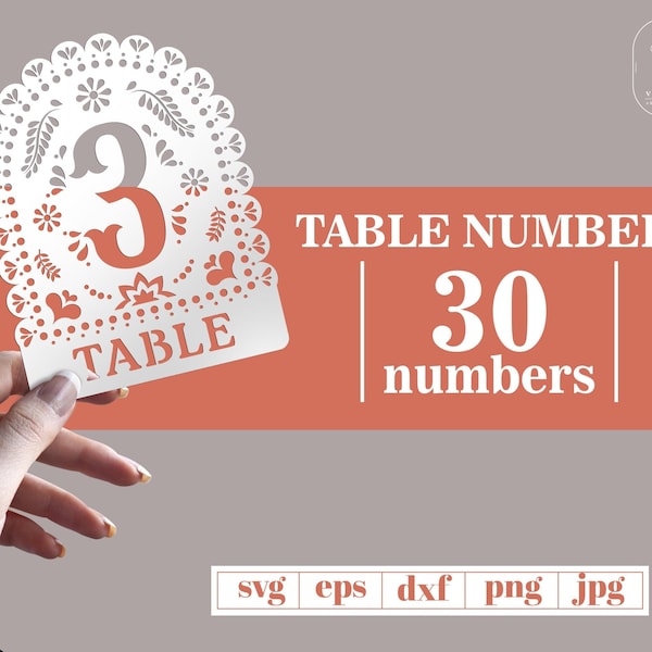 White Table Numbers 0-30, Wedding Table Numbers, fiesta table numbers, Fiesta Clip Art, Papel Picado SVG Bundle, Wedding svg,Mexican Wedding