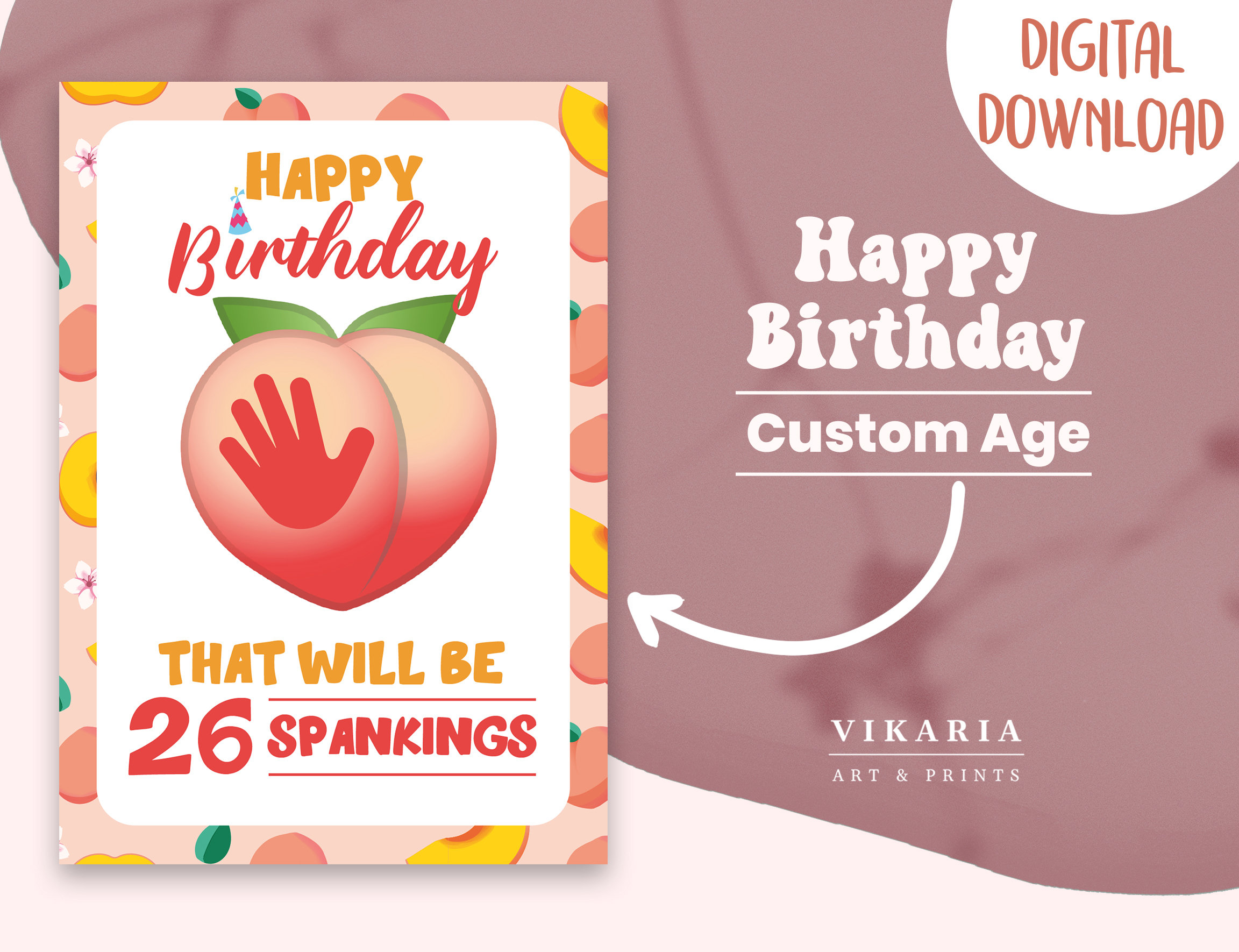 Funny Spanking Birthday Card Custom Age Sexy Happy Birthday image image pic