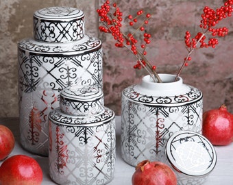 Lid vases Alba, ceramic vase, floor vase, handmade