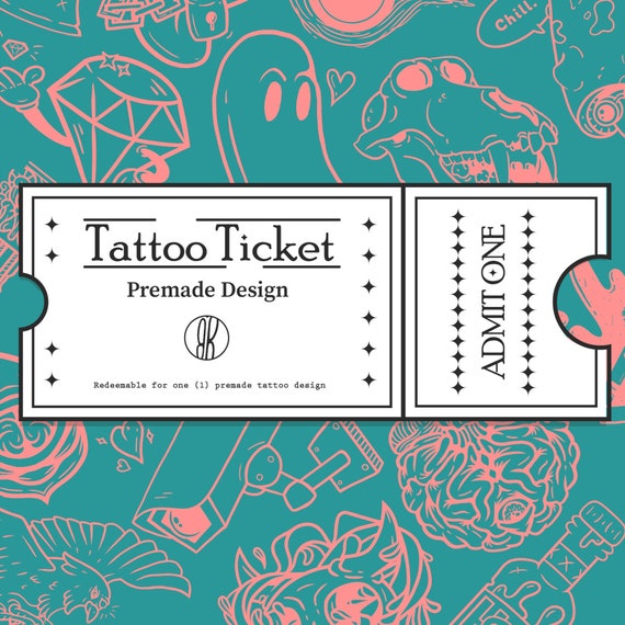 Tattoo Ticket tattoo Design Tattoo Ticket Black/white Art Etsy Ireland