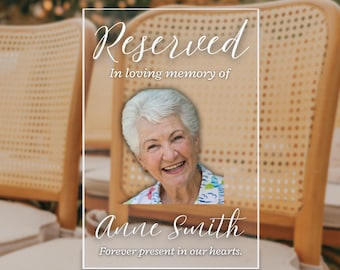 Reserved Memorial Sign, In Loving Memory Sign Wedding, Memorial Photo Plaque, Wedding Chair Decor, Memory Table Sign for Wedding