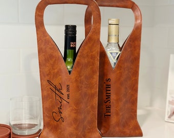 Ledertasche mit Gravur, Wein-Caddy, personalisierte Weintasche, Geschenke für Weinliebhaber, Einweihungsgeschenk, Firmengeschenke, Hochzeitsgeschenk