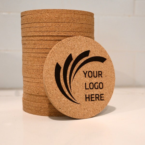 Personalized Cork Coasters, Custom Coasters Bulk, Custom Engraved Logo Coasters, Corporate Gifts with Logo, Promotional Products