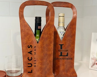 Leather Wine Tote Bag, Best Man Proposal, Groomsmen Gift, Groomsmen Proposal, Groomsmen Gifts Bag, Wedding Gift