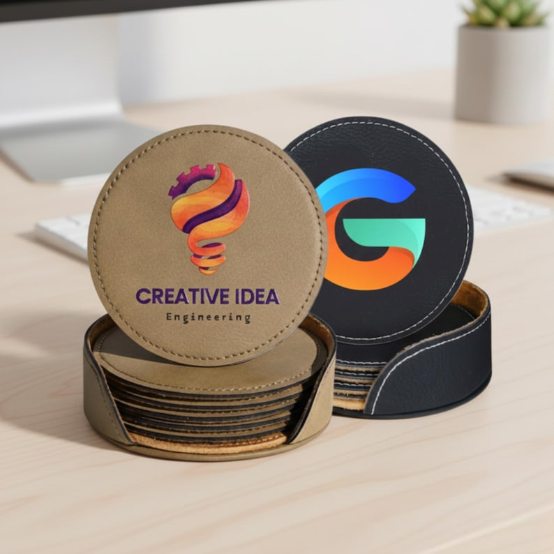 EssenzaEngravings Leather Coasters