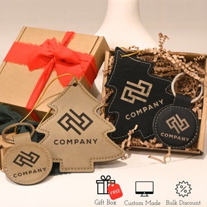 Kunden Weihnachtsgeschenk Leder Verzierung & Schlüsselanhänger mit Logo, Kundenspezifische Geschenkbox für Kunden, Firmengeschenke mit Logo, Firmenweihnachtsgeschenke