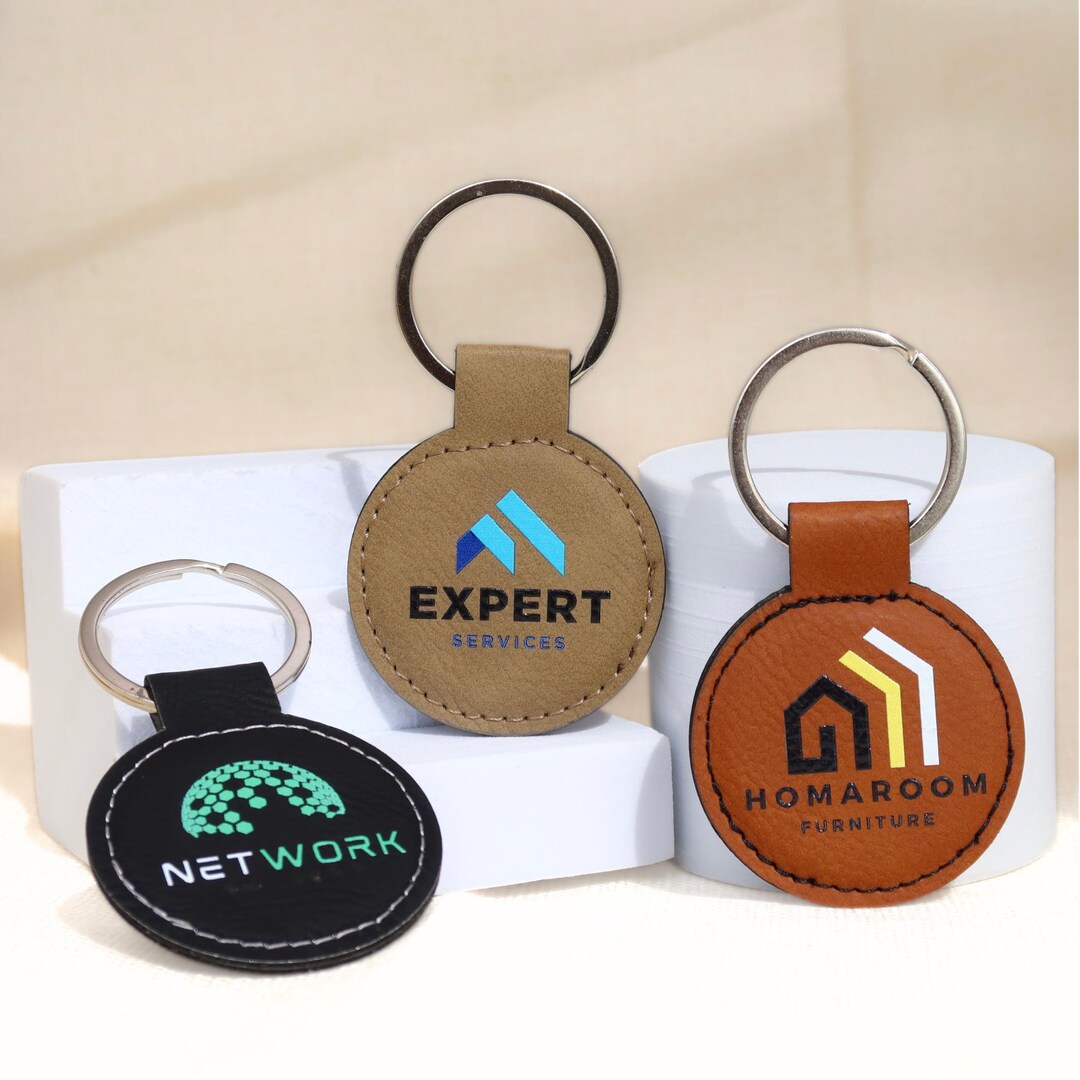 Custom Leather Keychain – Full Color Business Logo | Promotional ...