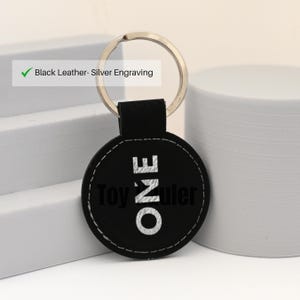 Personalized Black Leather Keychain with logo
