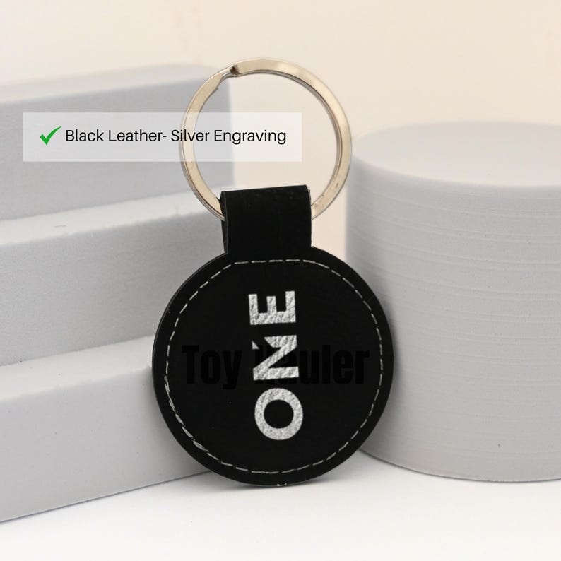 Personalized Black Leather Keychain with logo