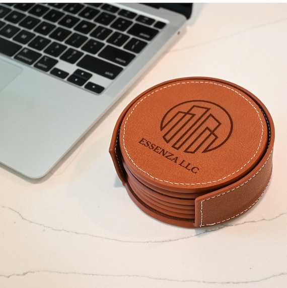Personalized Leather Coaster Set Customized By EventCityDesign