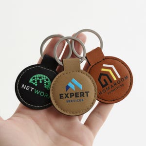 Custom Leather Keychain – Full Color Business Logo | Promotional Products, Corporate Swag, Corporate Gifts with Logo, Gifts for clients