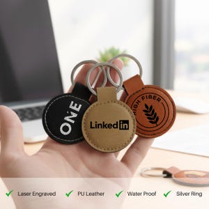 Laser engraved Custom logo leather keychain