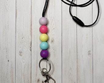 Brights Lanyard | Teacher Lanyard | Silicone Beads | Silicone Lanyard | Keychain