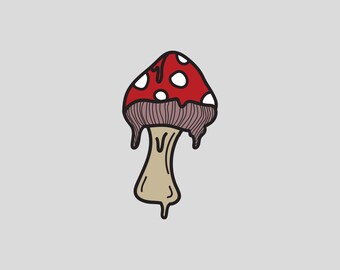 Dripping Mushroom Glossy Vinyl Sticker (2"b x 3,5"h)