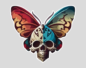 Skull Moth Glossy Vinyl Sticker (2.45"w x 2.16"h)