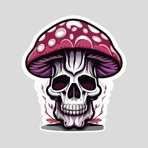 Schädel Pilz Hut Glossy Vinyl Aufkleber