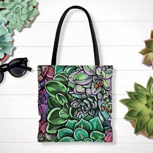 Succulent Tote Bag | Plant Tote Bag | Plant Lady Bag | Plant Lover Gift | Cactus Tote Bag | Succulent Shopping Bag
