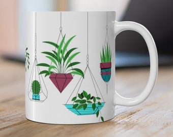 Cute Plant Mug | Houseplant Mug | Plant Lover Gift | Plant Mom Mug | Plant Dad Mug | Plant Lady Gift | Planter Gift | Blue