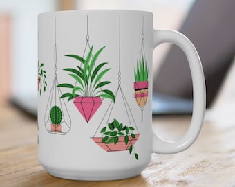 Cute Plant Mug | Houseplant Mug | Plant Lover Gift | Plant Mom Mug | Plant Dad Mug | Plant Lady Gift | Planter Gift | Pink