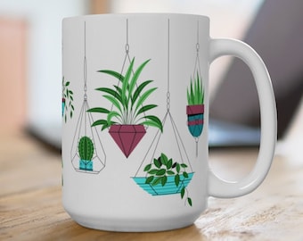 Cute Plant Mug | Houseplant Mug | Plant Lover Gift | Plant Mom Mug | Plant Dad Mug | Plant Lady Gift | Planter Gift | Blue