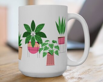Cute Plant Mug | Houseplant Mug | Plant Lover Gift | Plant Mom Mug | Plant Dad Mug | Plant Lady Gift | Planter Gift | Potted Plants | Pink