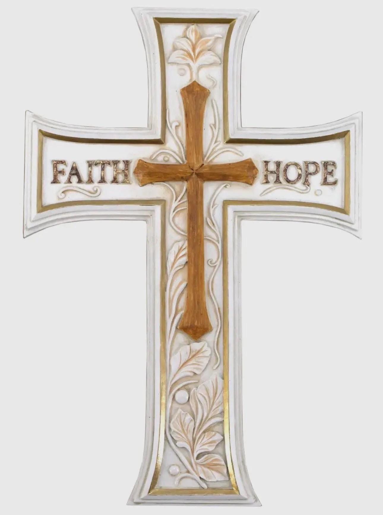 Gold Edged Pearlized Inspired Faith Hope Wall Cross - Etsy