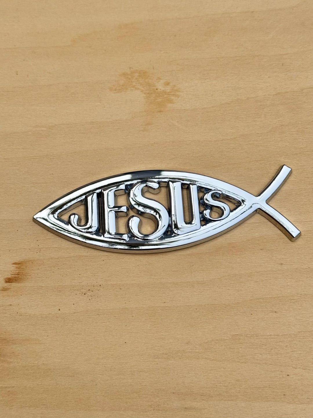 Silver Fish Jesus Auto Emblem - Etsy