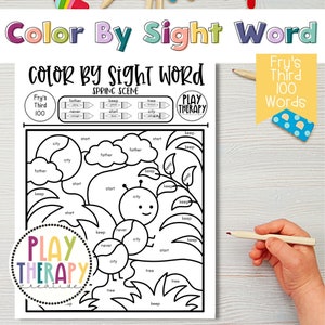 Fry&#39;s Third 100 Color-by-Sight-Word Coloring Page Practice Sheets / Early Literacy Coloring Pages / Sight Word Practice