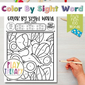 Fry&#39;s Fifth 100 Color-by-Sight-Word Coloring Page Practice Sheets / Early Literacy Coloring Pages / Sight Word Practice