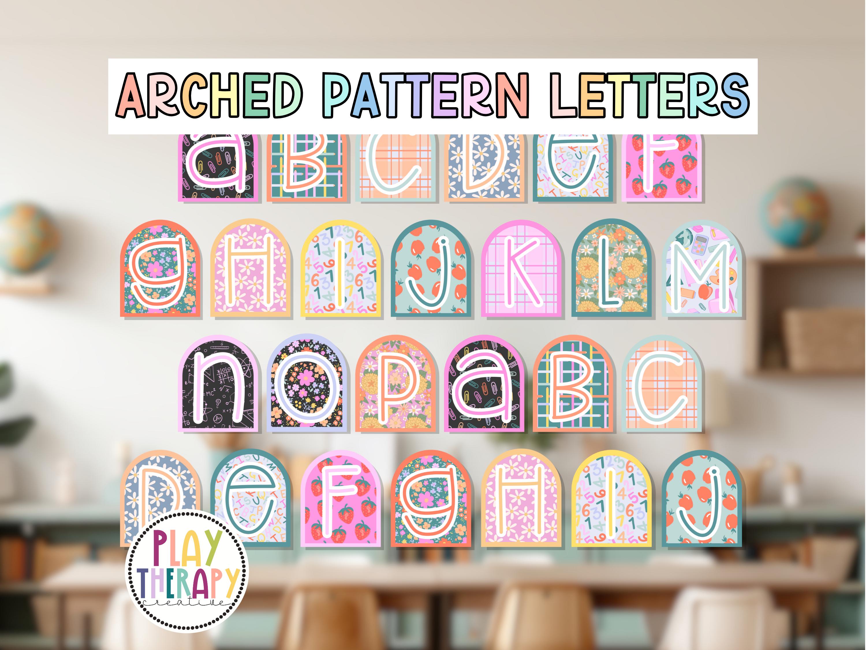 Arched School Days Pattern Letter Wall Decor Printable | Bulletin Board  Letters | Modern Classroom Decor | Speech Room Decor, image size:3000x2250