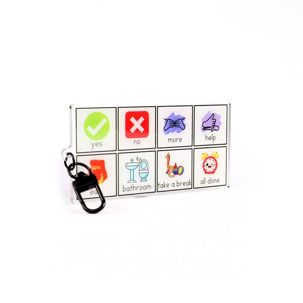 AAC Keychain for Communication / SpEd Teacher / AAC Speech Therapy / Speech Therapist / Speech Language Pathologist / Communication Board