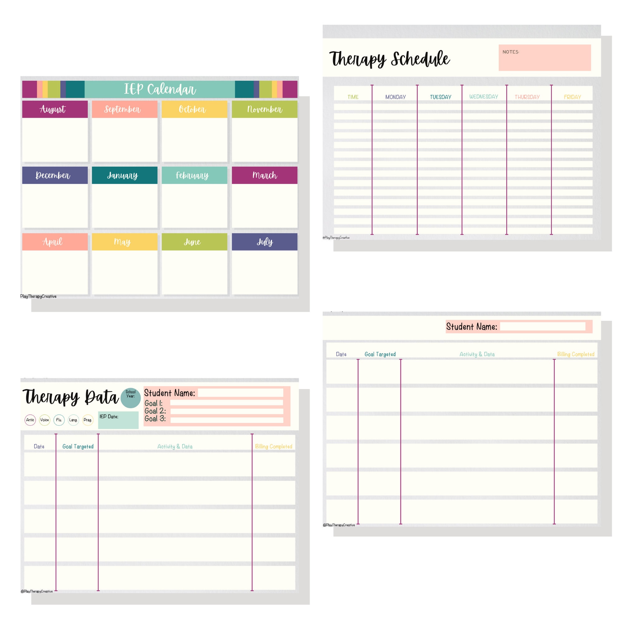 Speech Therapy Fillablepdf/printable Planner - Etsy