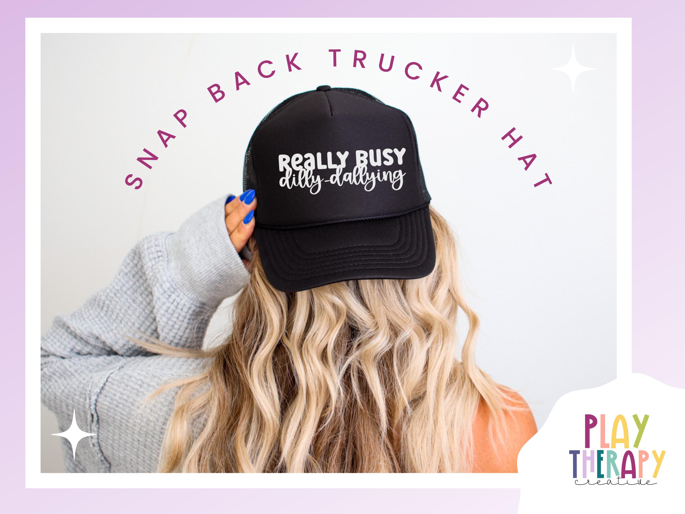 OTTO Black Trucker Hat with Cream Embroidered \'Really Busy Dilly Dallying\' Really Busy Dilly-dallying Embroidered Snapback Trucker Hat  main image 2