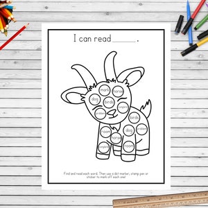 Dot Marker Reading Practice Coloring Pages | Fourth 100 Sight Words ...