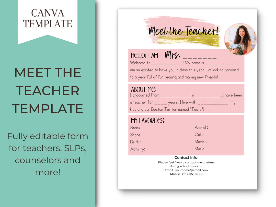 Editable Meet the Teacher Letter Template for Backtoschool