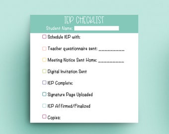 IEP Checklist Sticky Notes / SLP Sticky Notes / Data Tracking Sticky Notes / Assessment Tracking Sticky Notes / SpEd Sticky Notes