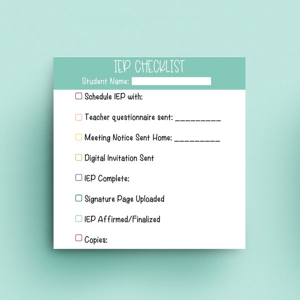 IEP Checklist Sticky Notes / SLP Sticky Notes / Data Tracking Sticky Notes / Assessment Tracking Sticky Notes / SpEd Sticky Notes