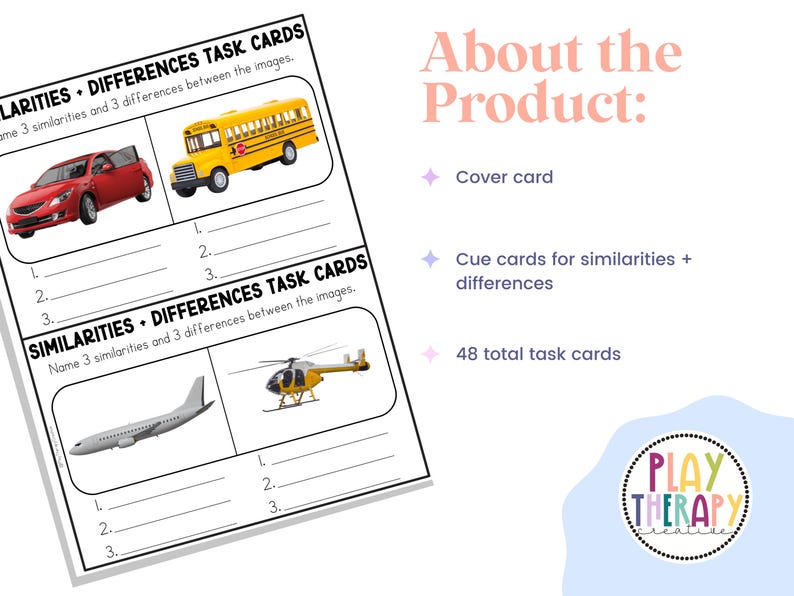 Similarities and Differences Task Cards for Speech Therapy | Compare ...