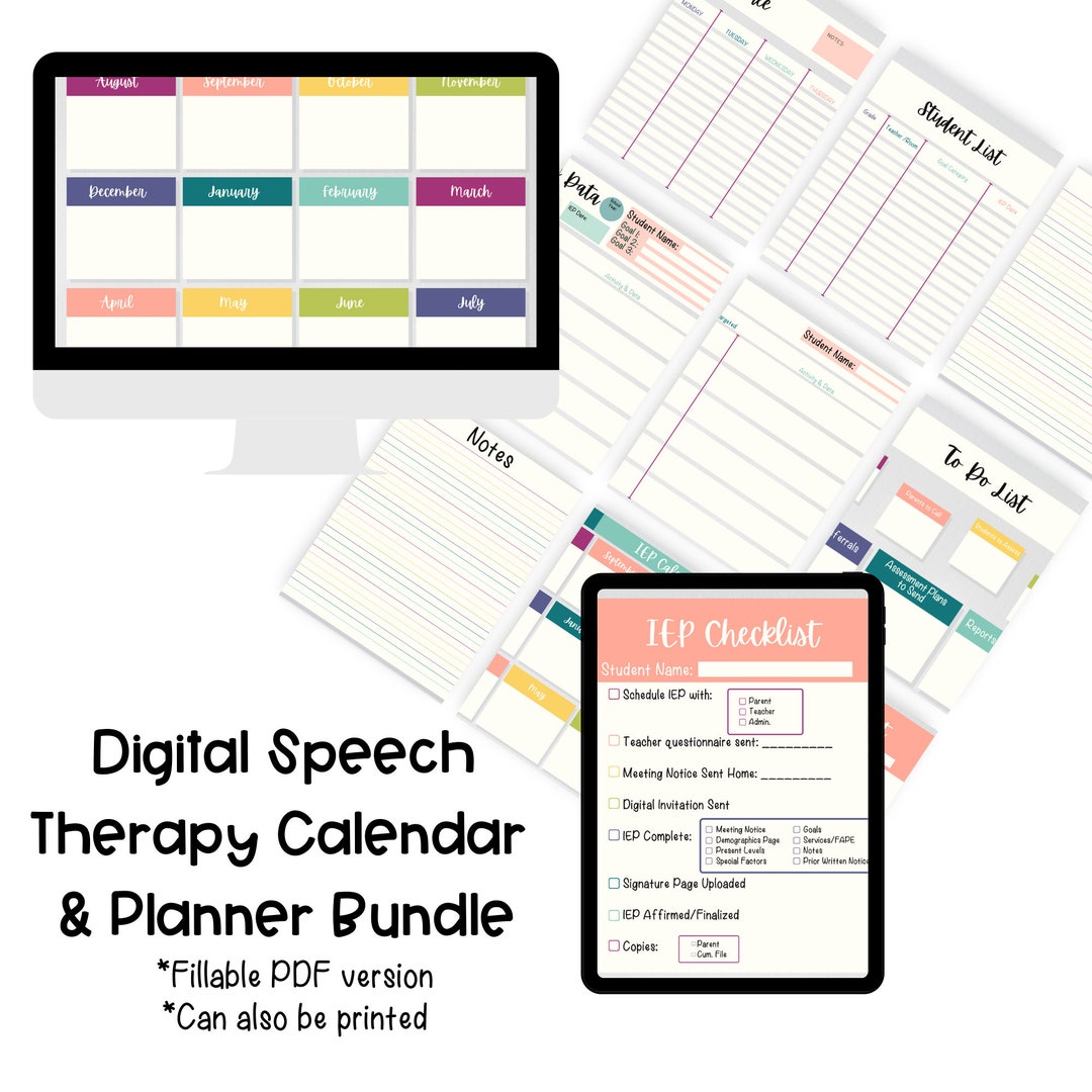 Speech Therapy Fillablepdf/printable Planner Bundle/floralfillablepdf ...