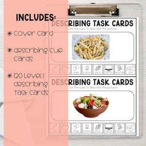 Describing Task Cards for Speech Therapy – Level 1 | Semantic Skills ...