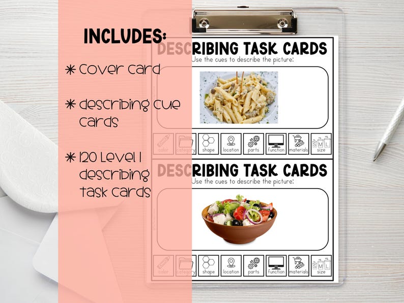 Describing Task Cards for Speech Therapy – Level 1 | Semantic Skills ...