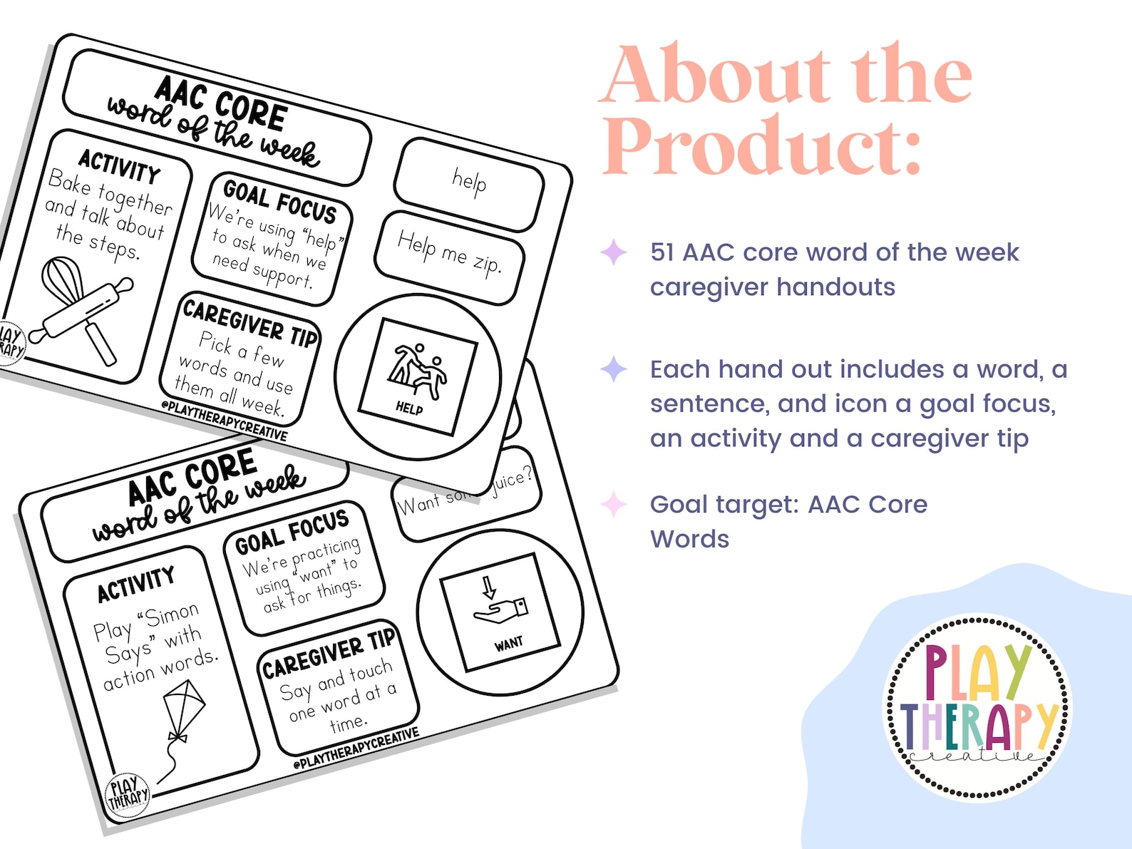 AAC Core Word of the Week Handouts | 50+ Printable Communication ...