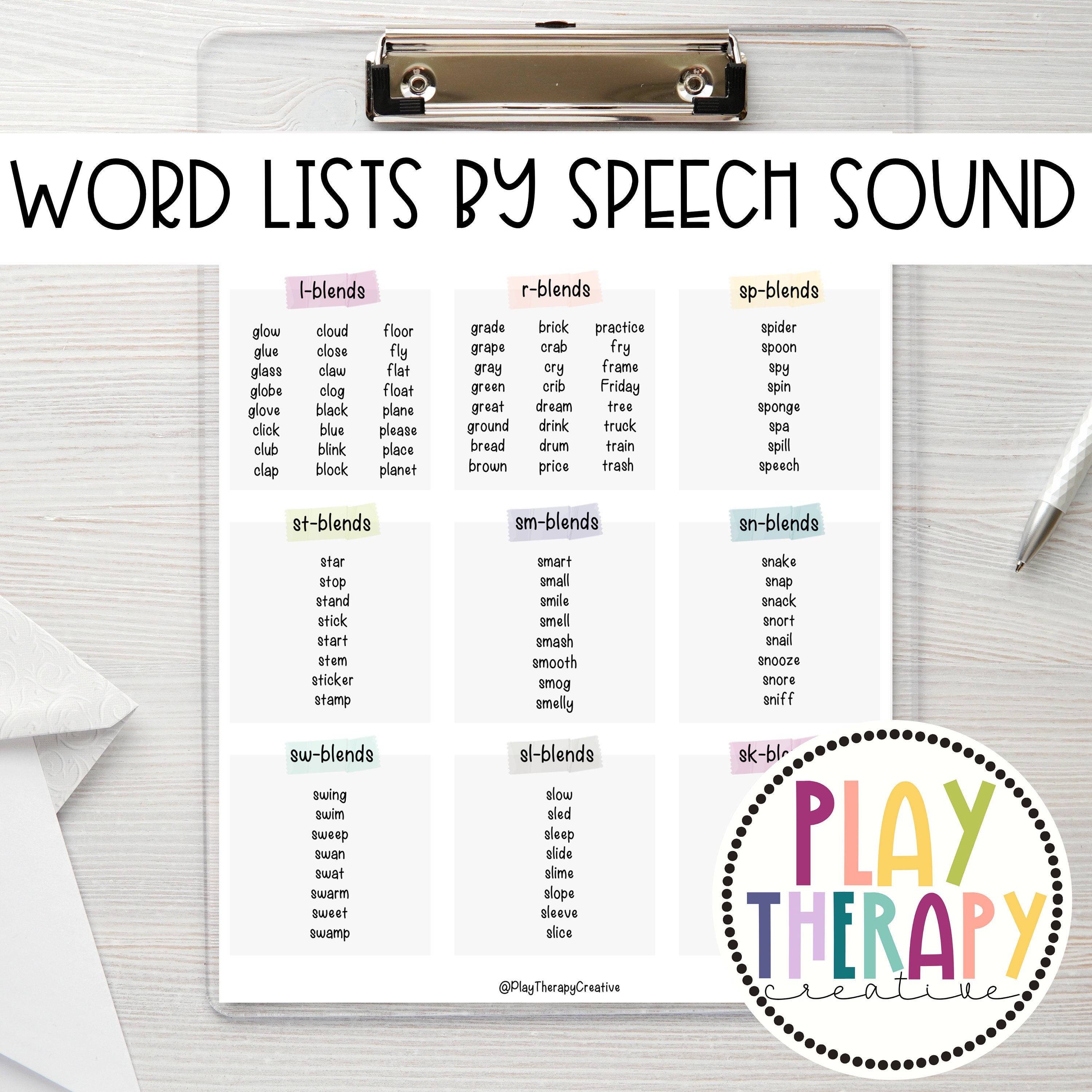 Speech Therapy Word Lists Set of 4 / Child Development / | Etsy