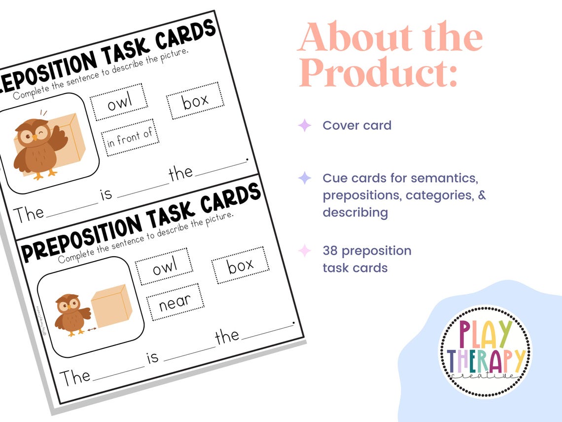 Prepositions Task Cards for Speech Therapy | Categorization Activities ...