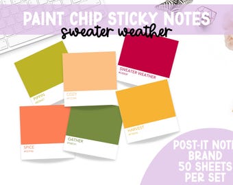 Paint Chip Sticky Notes | Sweater Season Sticky Notes | Planner Stationery | Planner | Bookish Merch | Fall Stationery | Teacher Gifts