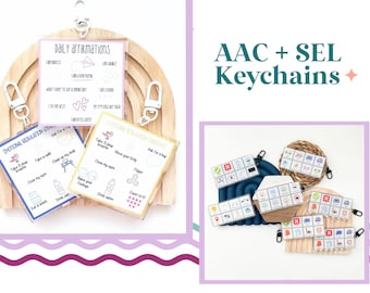AAC Keychain for Communication | Speech Therapy | Communication Board | Lanyard Communication Board | Communication Cards | Mini Core Board
