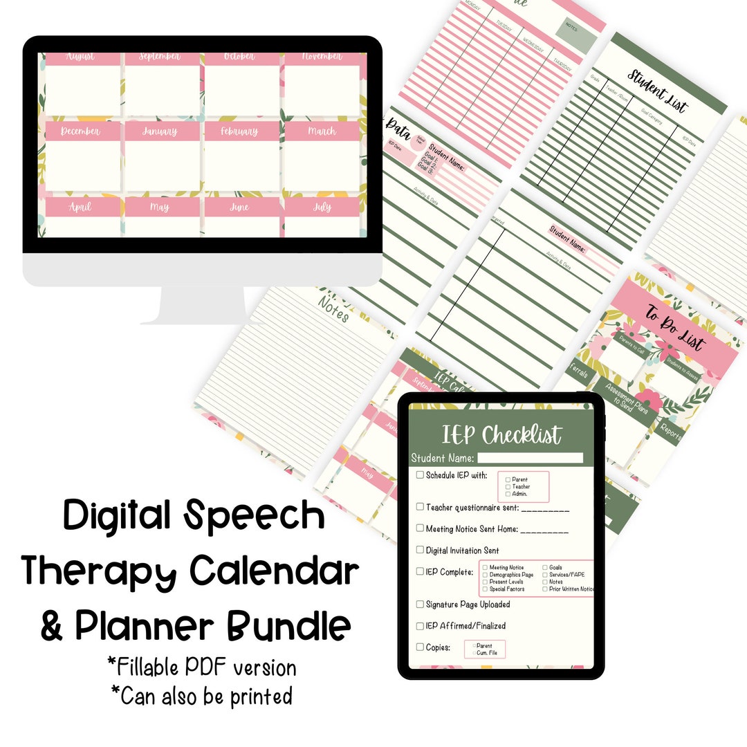 Speech Therapy Fillablepdf/printable Planner - Etsy