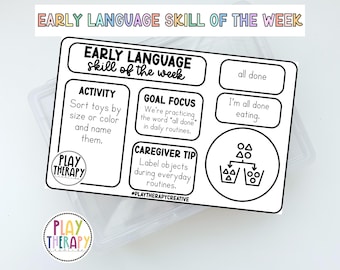 Schede didattiche sulle competenze linguistiche precoci della settimana / Risorse per genitori di logopedia / Supporto per lo sviluppo del linguaggio / Attività di logopedia