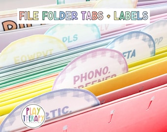 Pastel File Folder Tabs, Labels | Pastel Classroom Decor | Modern Classroom Decor | Speech Room Decor | Pastel Classroom | Gingham Classroom